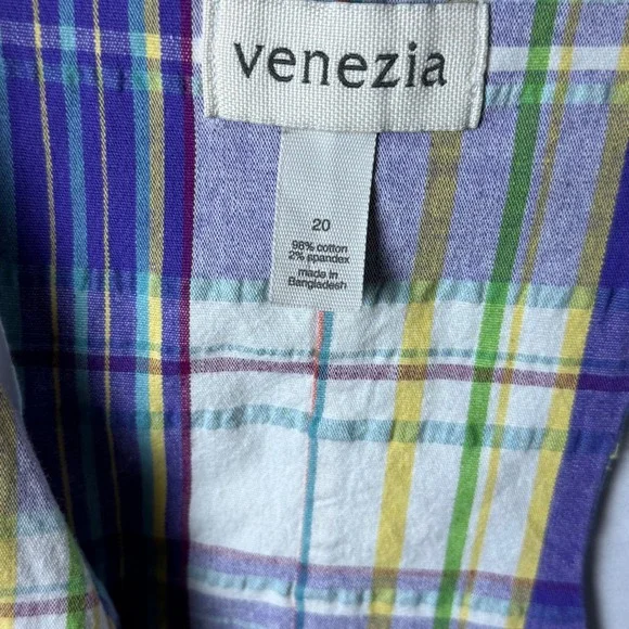 Venezia Women's Plaid Vest Size‎ 20 Ruffle Front Pockets Lightweight - Picture 4 of 5